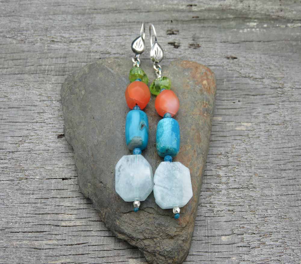 Wakanda Xtra Long B - Multi-Gemstone Earrings 